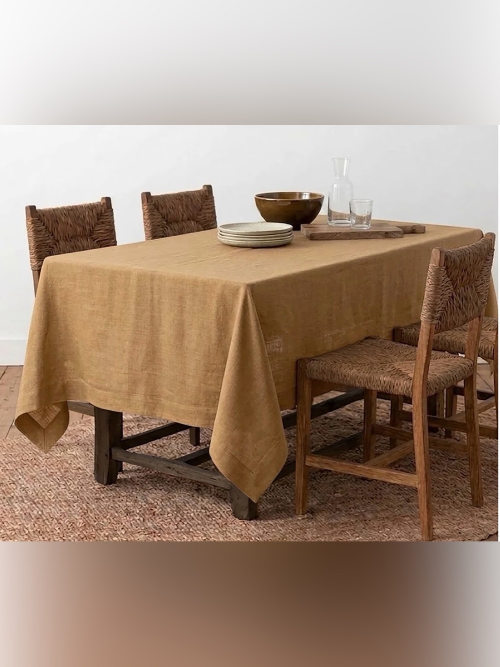Solino Home Diana Medium Weight Tablecloth Tobacco Brown 60 x 120 in